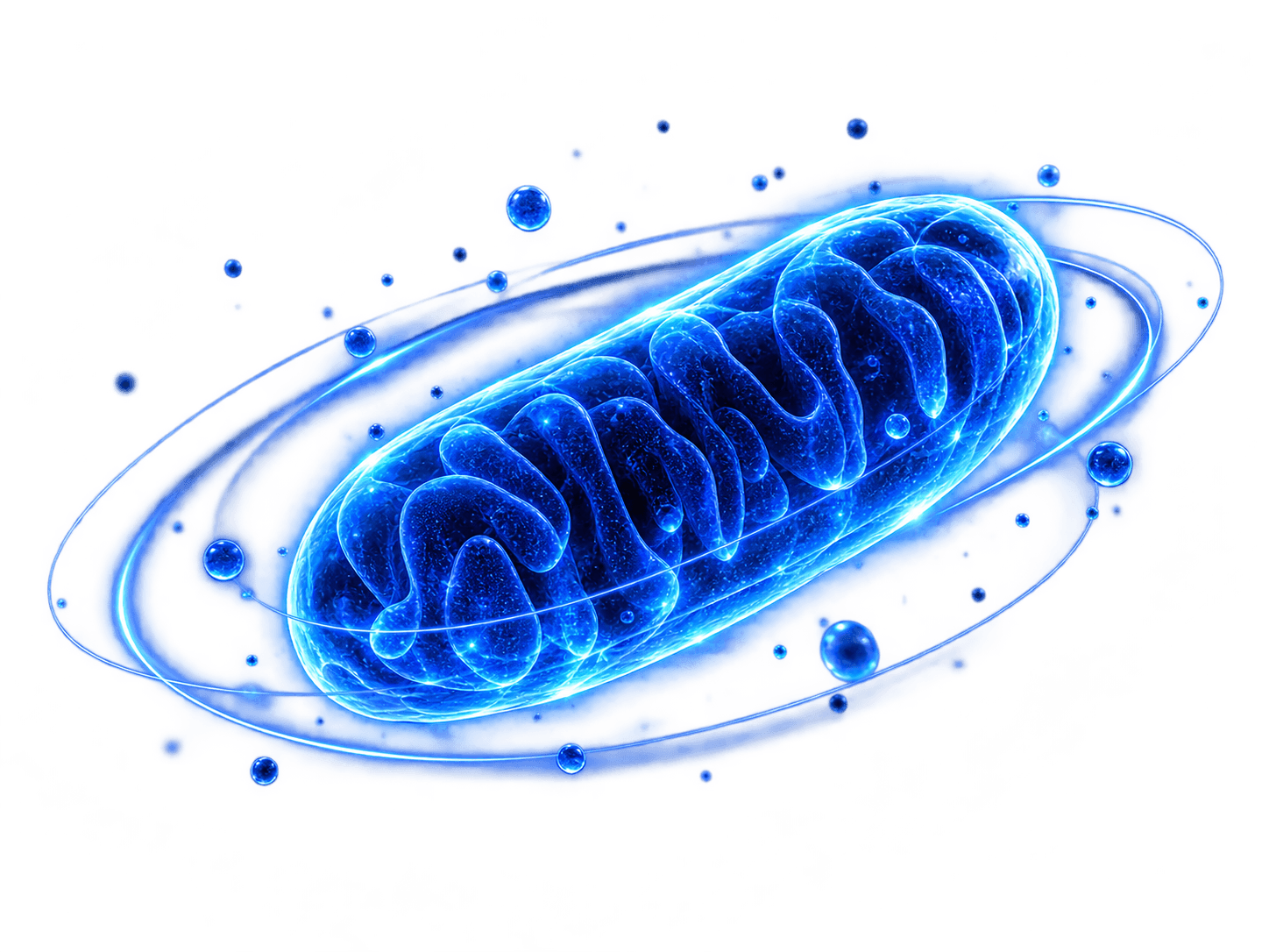 Illustration of a mitochondrion producing cellular energy